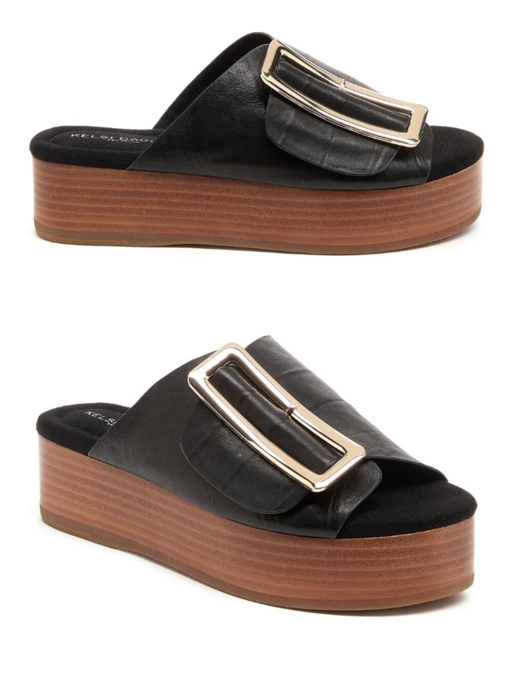 Kelsi Dagger Dover Leather Platform Black Sandal